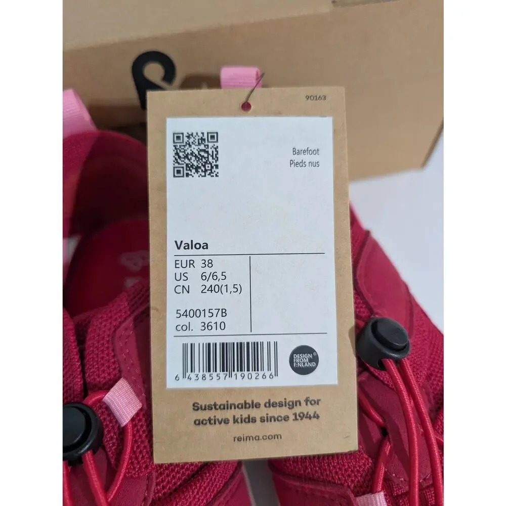 Reima Barefoot Sandals Valoa US 6/6.5 EU 38 Red